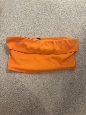 SHEIN Orange Ribbed Bandeau Top